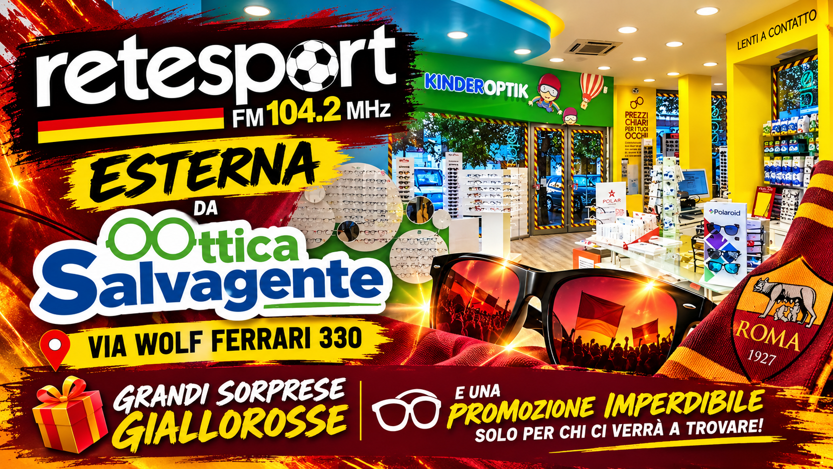 Retesport broadcasts live from Ottica Salvagente with a special promotion