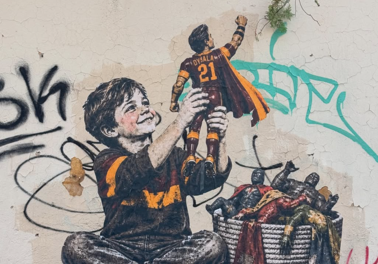 Dybala becomes Superman in new Roma mural by street artist Drugi