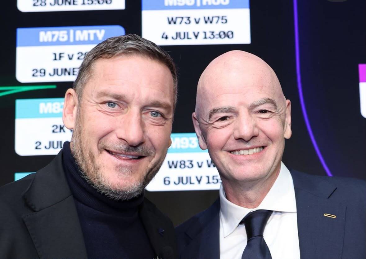 Infantino sends birthday message to Totti on his 50th