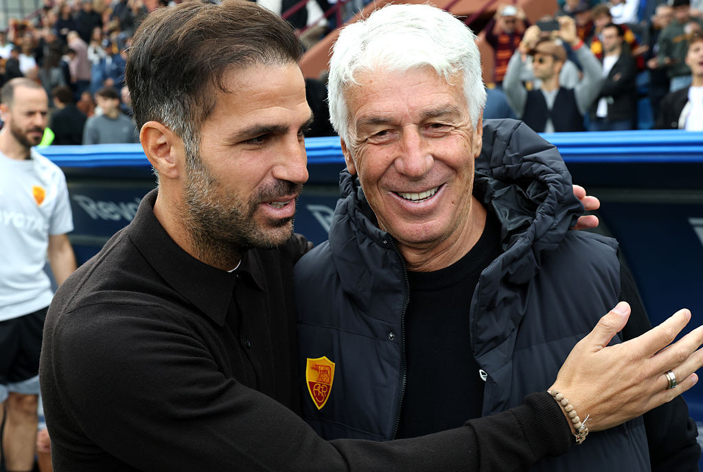 Gasperini and Fabregas exchange words before and after Como match