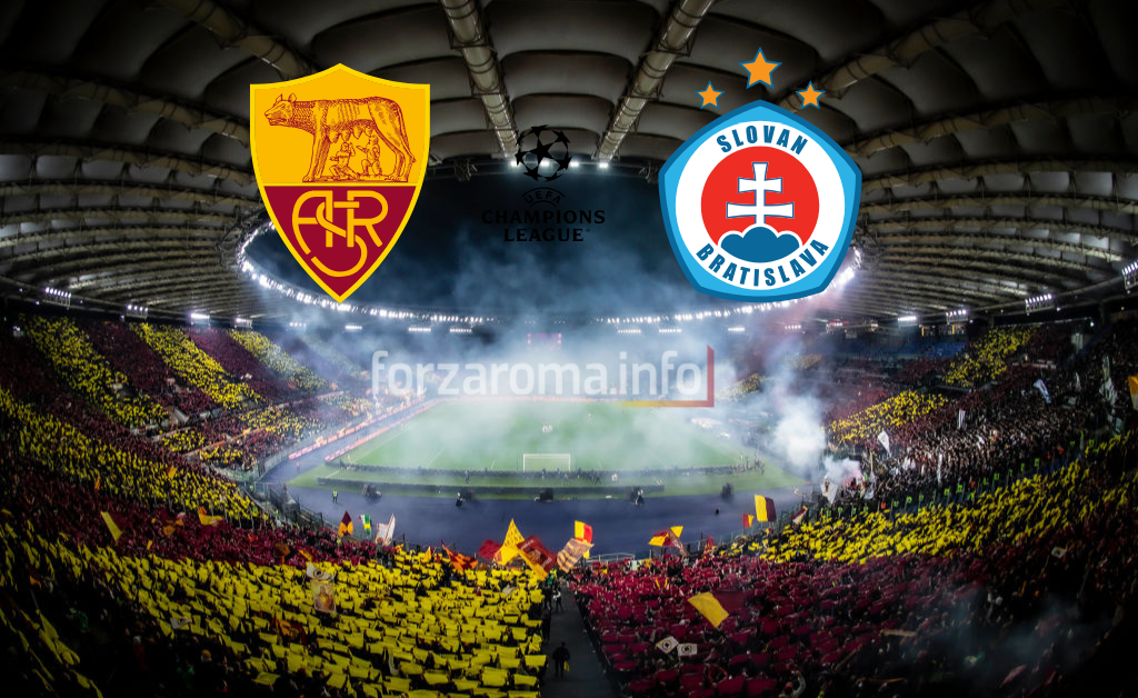 Roma line up against Slovan Bratislava with Balerdi in defence