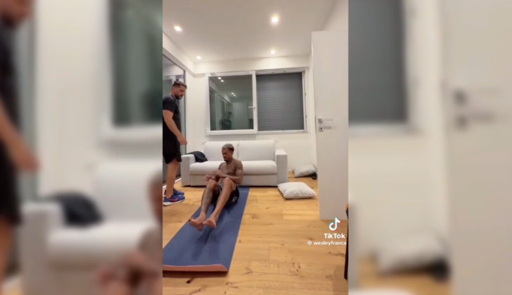 Wesley responds to wife's infidelity accusations with home stretching video