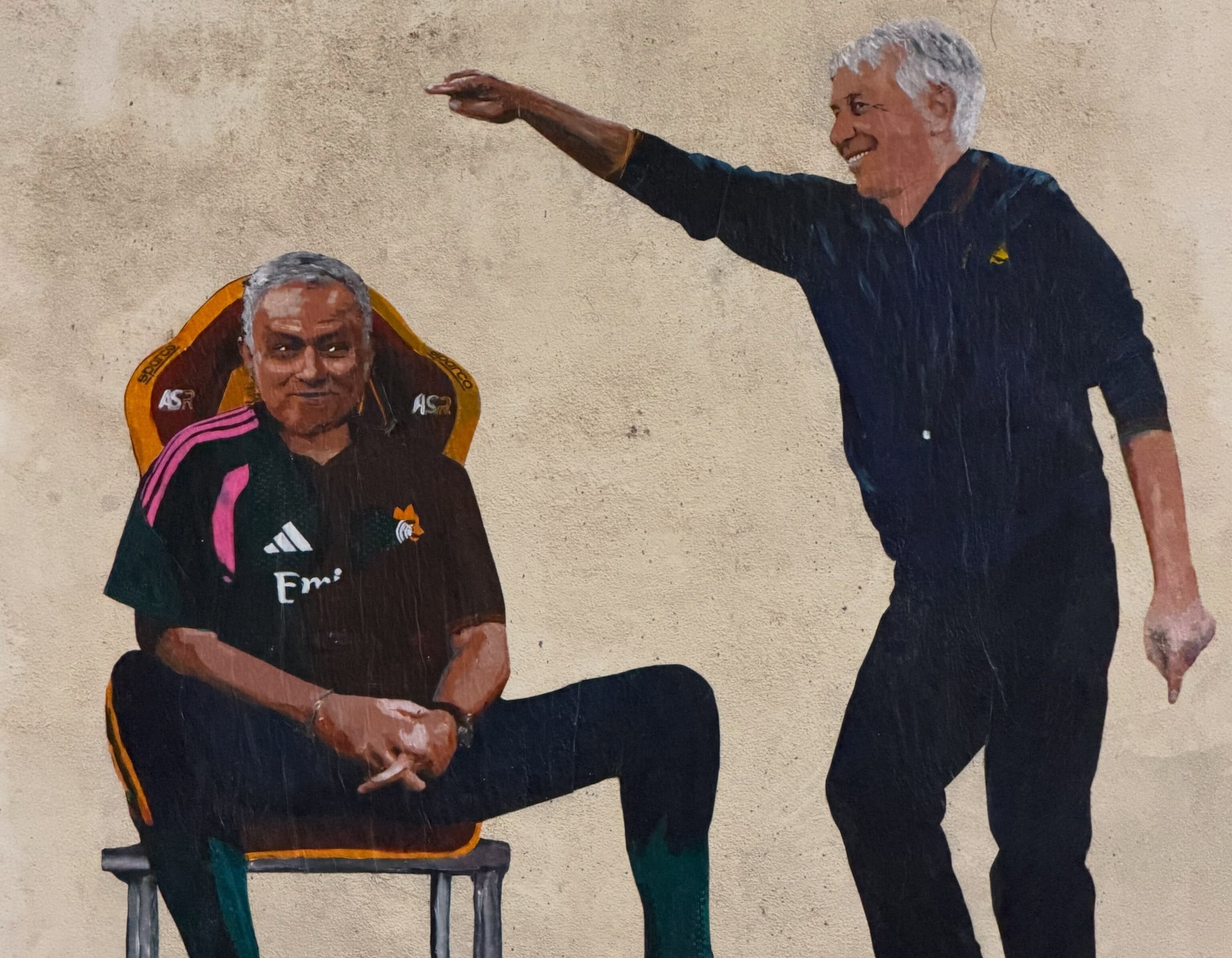 Gasperini and Mourinho honoured with mural at Roma Club Testaccio ahead of Champions League clash