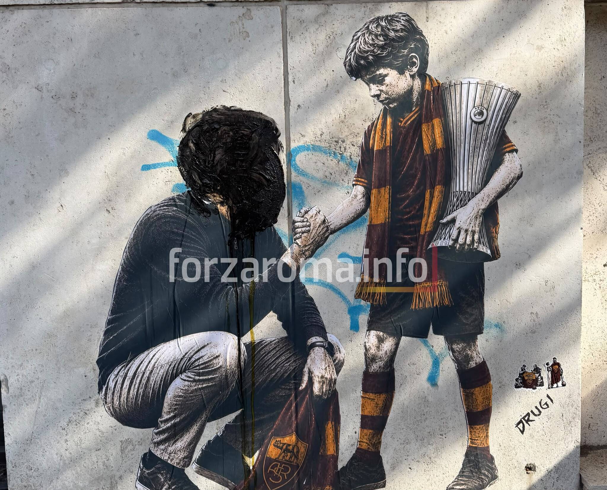 Mourinho mural vandalized near Stadio Olimpico