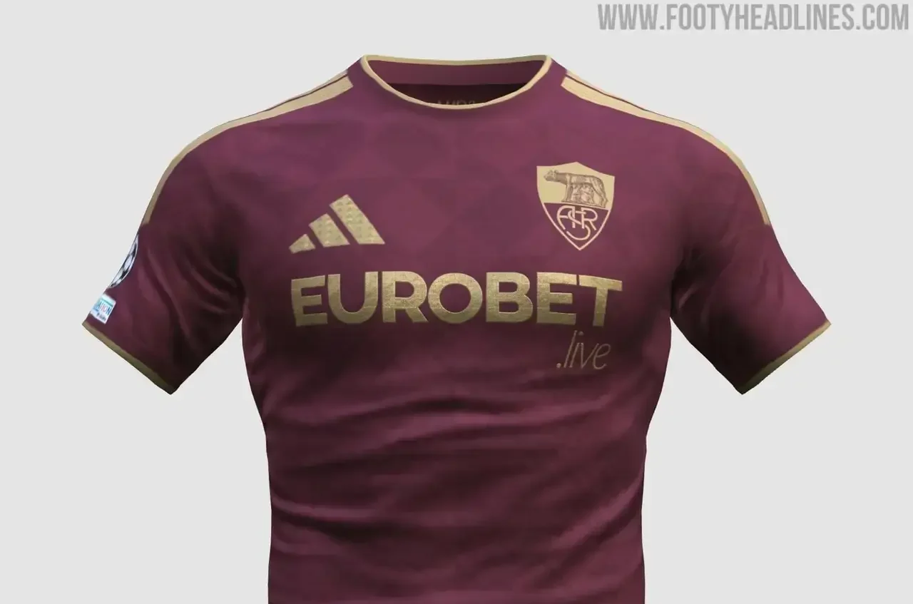 Roma's 2027–28 centenary kit: dark red with gold accents