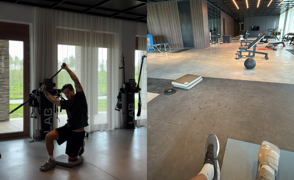 Svilar refuses to waste time: gym work with protective brace as he recovers from stress fracture