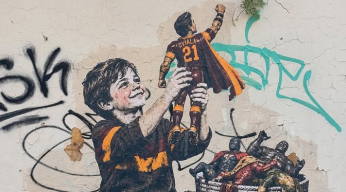 Dybala becomes a superhero in new Drugi mural celebrating Roma star's bond with young fans