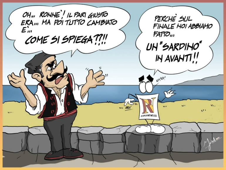 Roma v Cagliari: Michele Dall'Oman's satirical cartoon on the late turn of the match