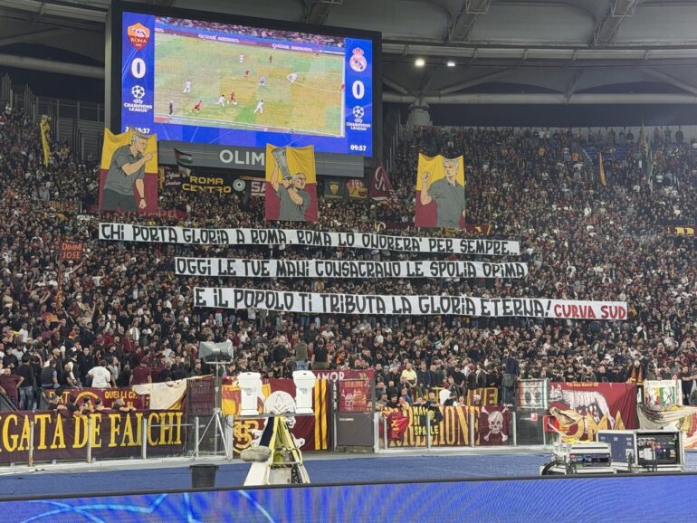 Mourinho returns to the Olimpico as Roma face Real Madrid: banners, chants and tears